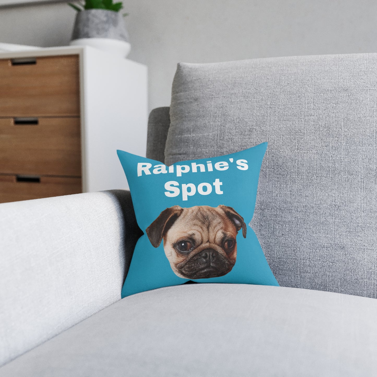 Personalised Dog Cushion with Name & Photo – Custom Pet Pillow Gift (12x12” Faux Suede)