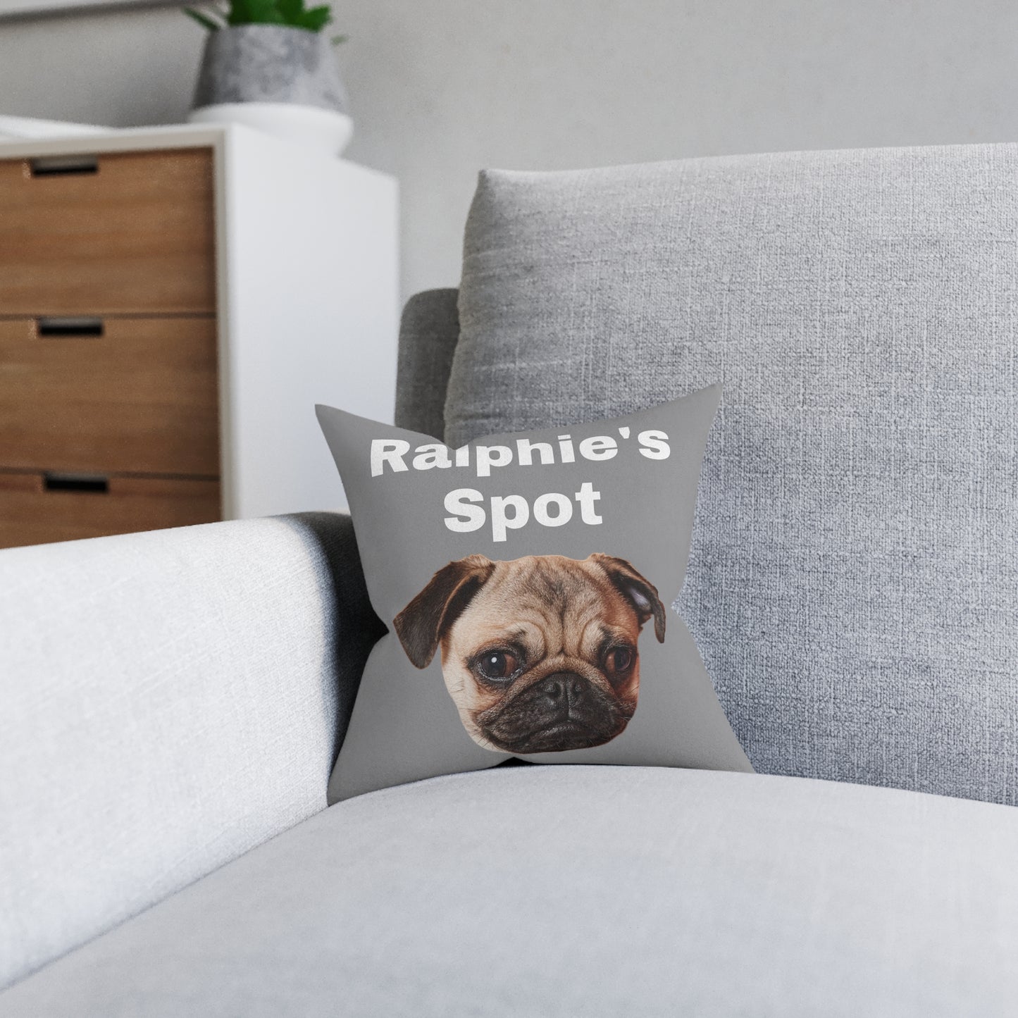 Personalised Dog Cushion with Name & Photo – Custom Pet Pillow Gift (12x12” Faux Suede)