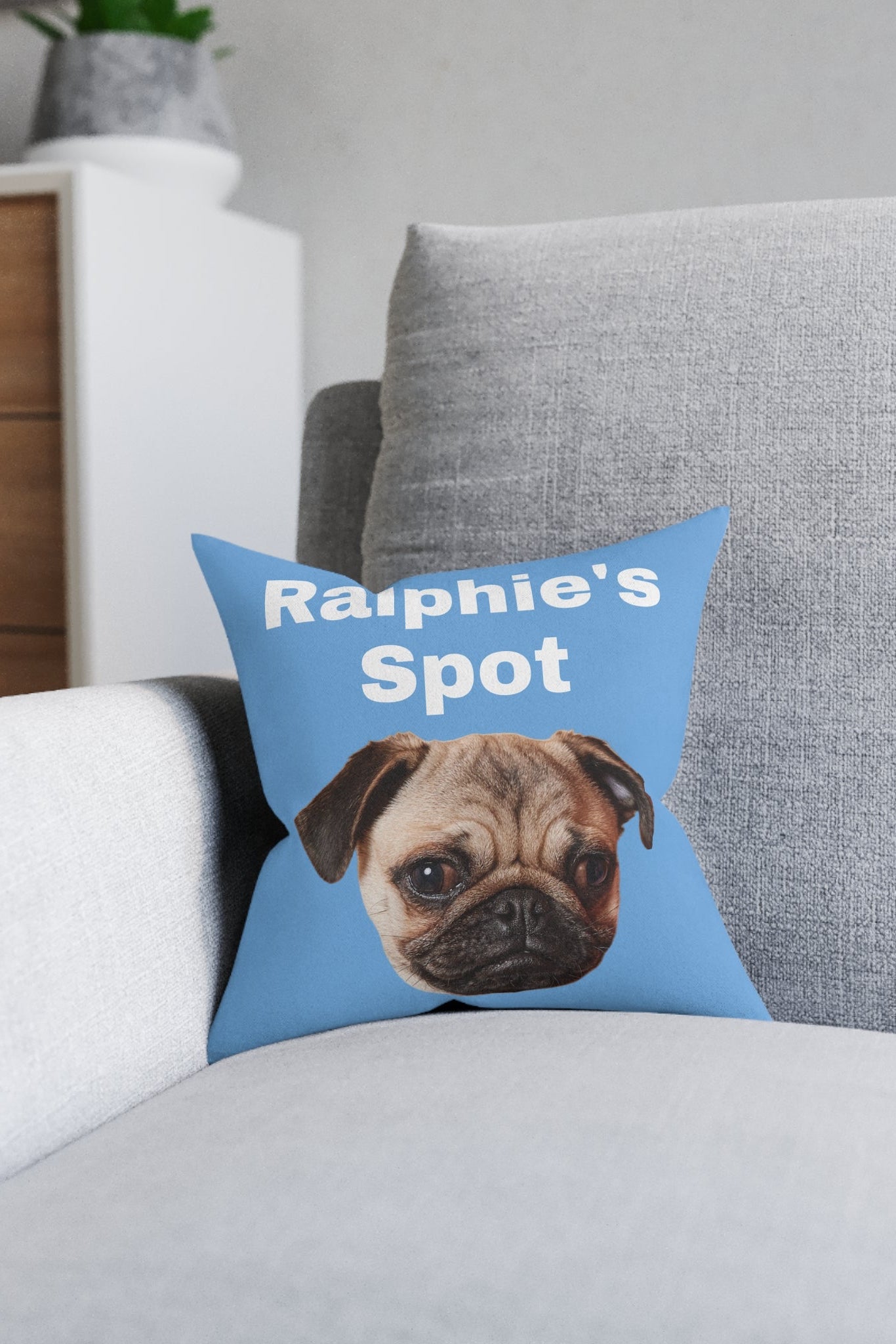Personalised Dog Cushion with Name & Photo – Custom Pet Pillow Gift (12x12” Faux Suede)