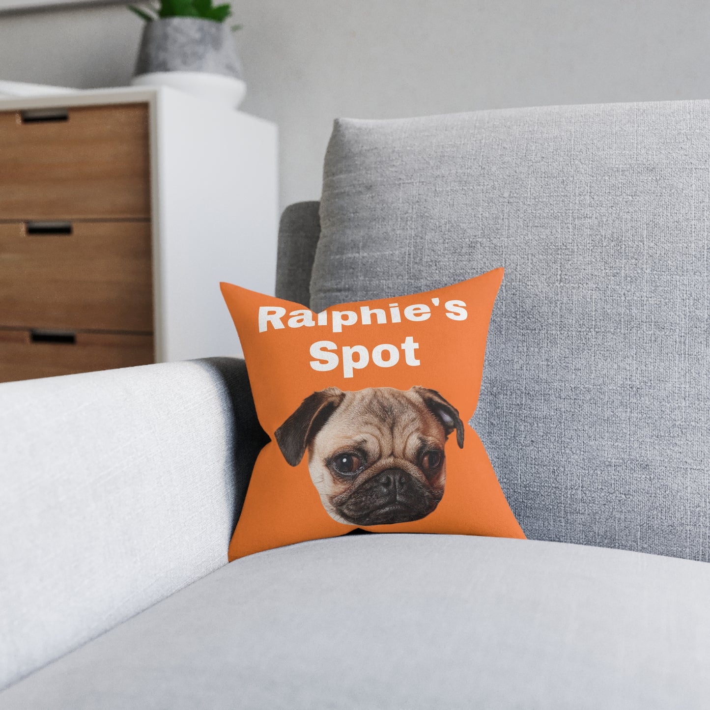Personalised Dog Cushion with Name & Photo – Custom Pet Pillow Gift (12x12” Faux Suede)
