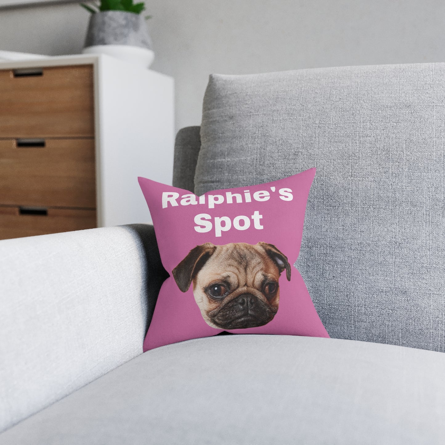 Personalised Dog Cushion with Name & Photo – Custom Pet Pillow Gift (12x12” Faux Suede)