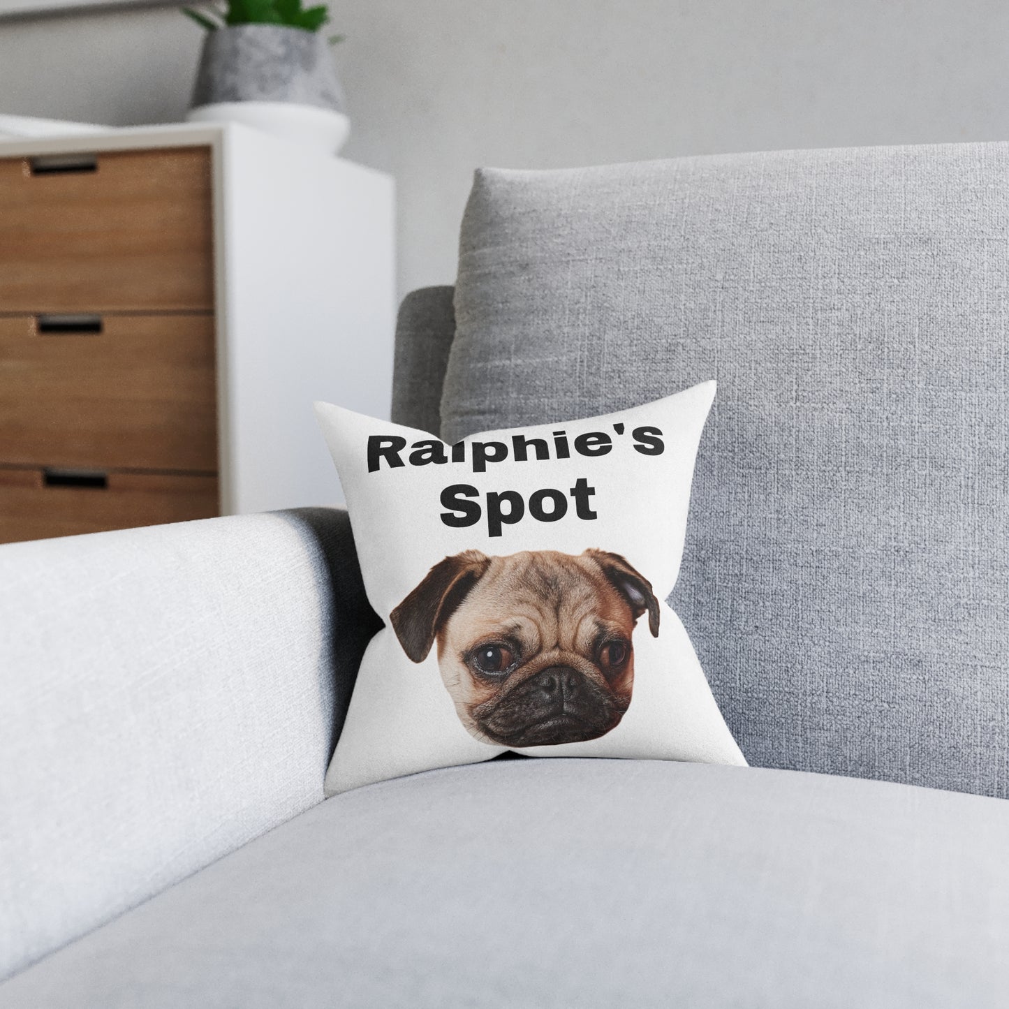 Personalised Dog Cushion with Name & Photo – Custom Pet Pillow Gift (12x12” Faux Suede)