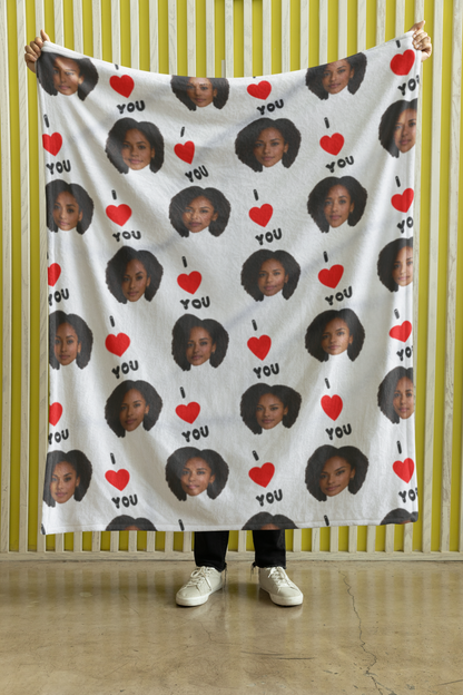 Personalised I Love You Blanket – Custom Face Photo Blanket