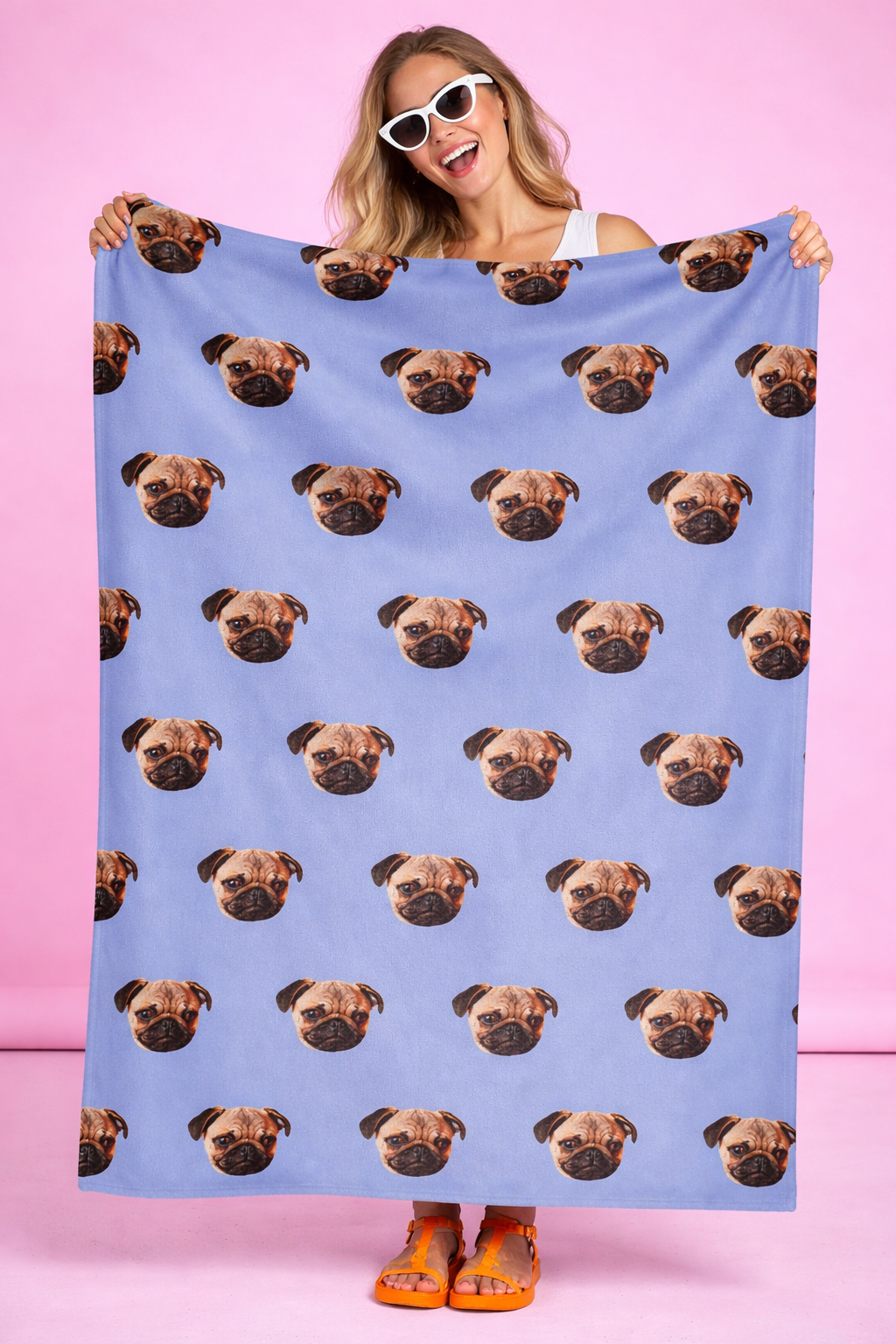 Personalised Face Blanket – Custom Photo Fleece Blanket