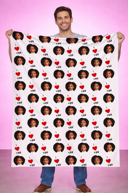 Personalised I Love You Blanket – Custom Face Photo Blanket