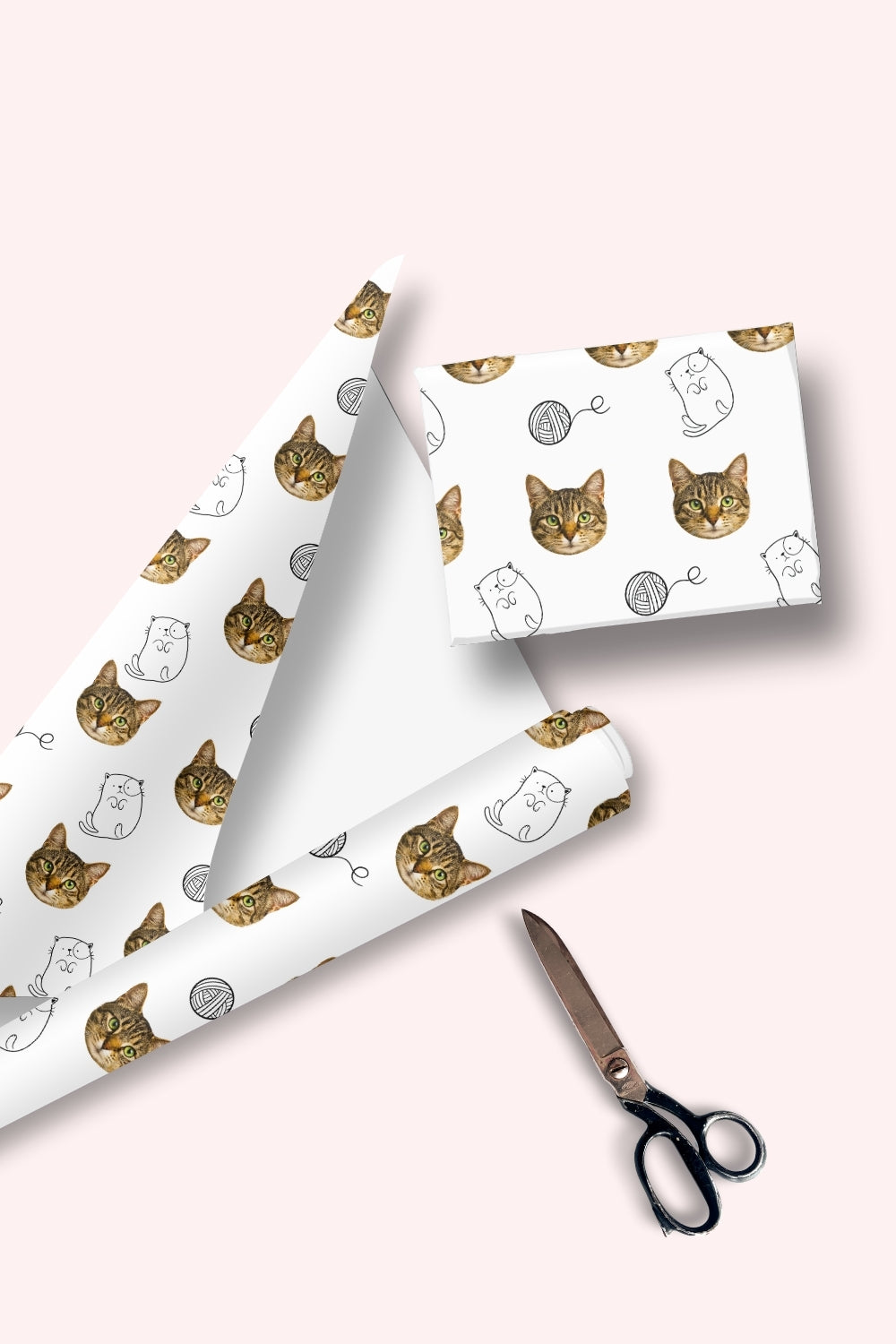 Personalised Cat Face Doodle Wrapping Paper