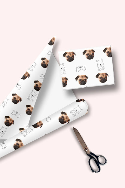 Personalised Dog Face Doodle Wrapping Paper