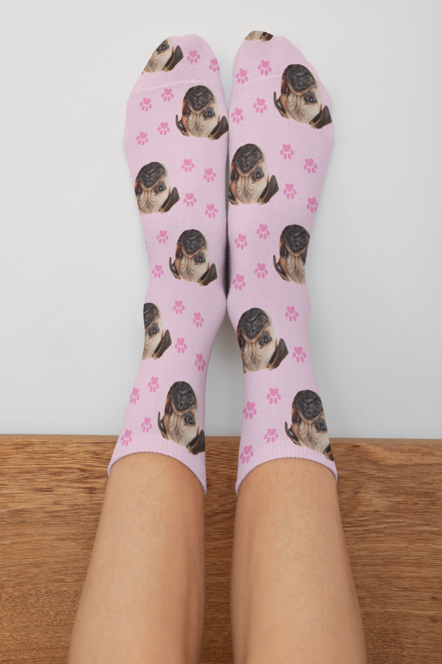 Personalised Dog Face Socks – Custom Pet Photo Socks in Pink or Blue | Funny Gift Idea