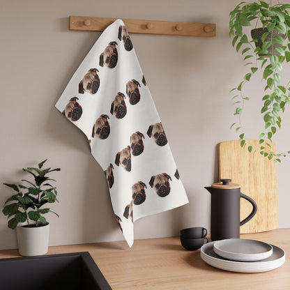 Personalised Pet Face Pattern Tea Towel – Custom Dog Photo Kitchen Towel Gift