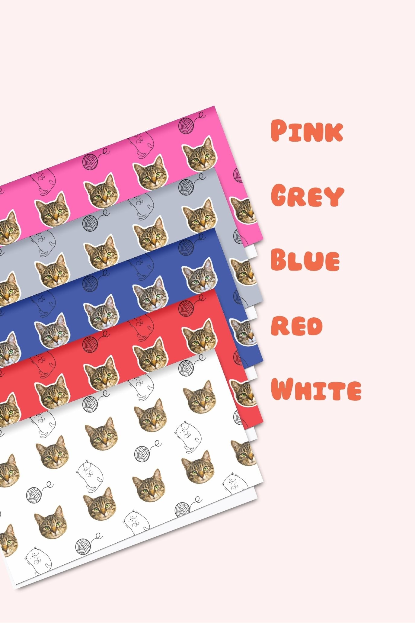 Personalised Cat Face Doodle Wrapping Paper